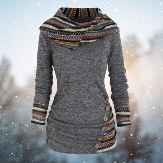 Hoodie z motywem geometrycznym – Naïma-Szary-S-Trend Polska