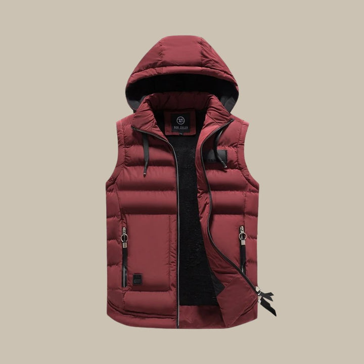 HUGO Kamizelka puchowa z kapturem | Casual Bodywarmer dla mężczyzn-Bordeaux-L-Trend Polska