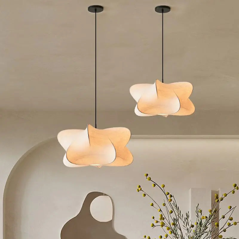 Japońska Lampa Wisząca w Stylu Wabi Sabi - Sana-Białe światło-40cm x 20cm-Trend Polska