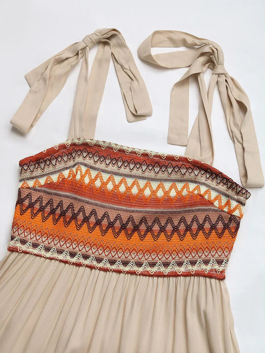 Jasnołososiowy, zwiewny i stylowy midi sukienka na ramiączkach na lato – Lina-S-Trend Polska