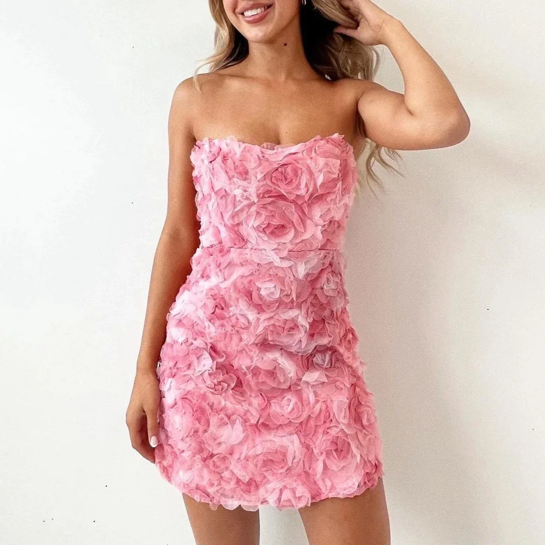 Jasnozłota Trendy Sukienka Bez Ramiączek - Valentina-S-Trend Polska