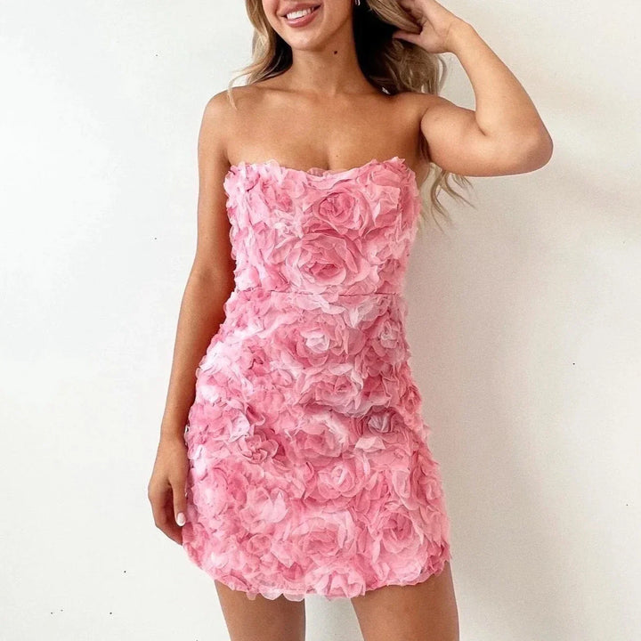 Jasnozłota Trendy Sukienka Bez Ramiączek - Valentina-S-Trend Polska