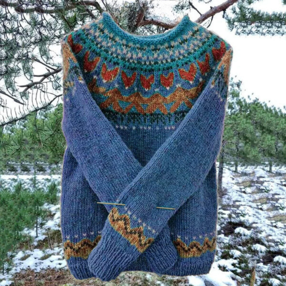 Jolie - Kolorowy sweter dla kobiet-Niebieski-XS-Trend Polska