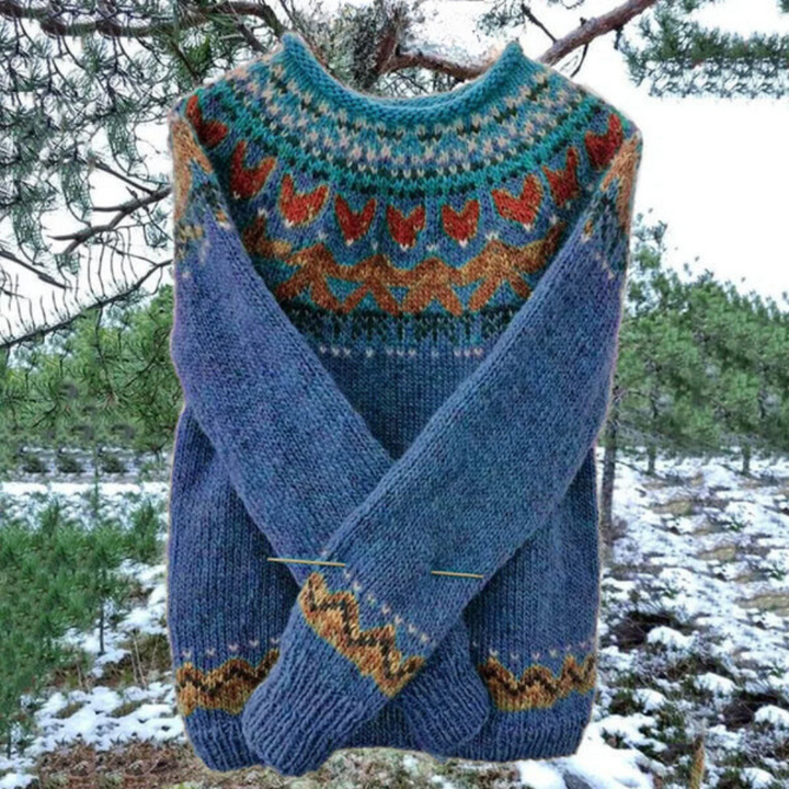 Jolie - Kolorowy sweter dla kobiet-Niebieski-XS-Trend Polska