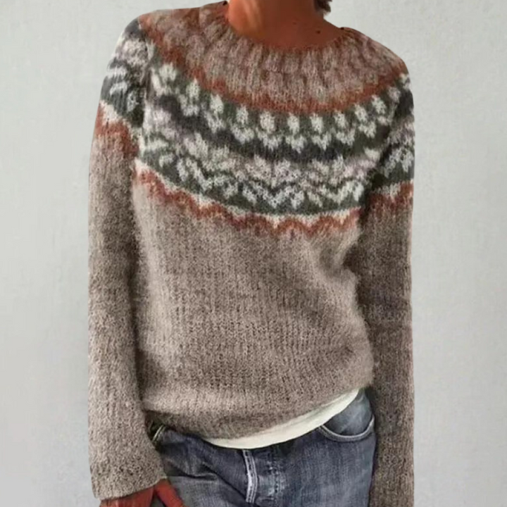 Jolie - Kolorowy sweter dla kobiet-Wielbłąd-XS-Trend Polska