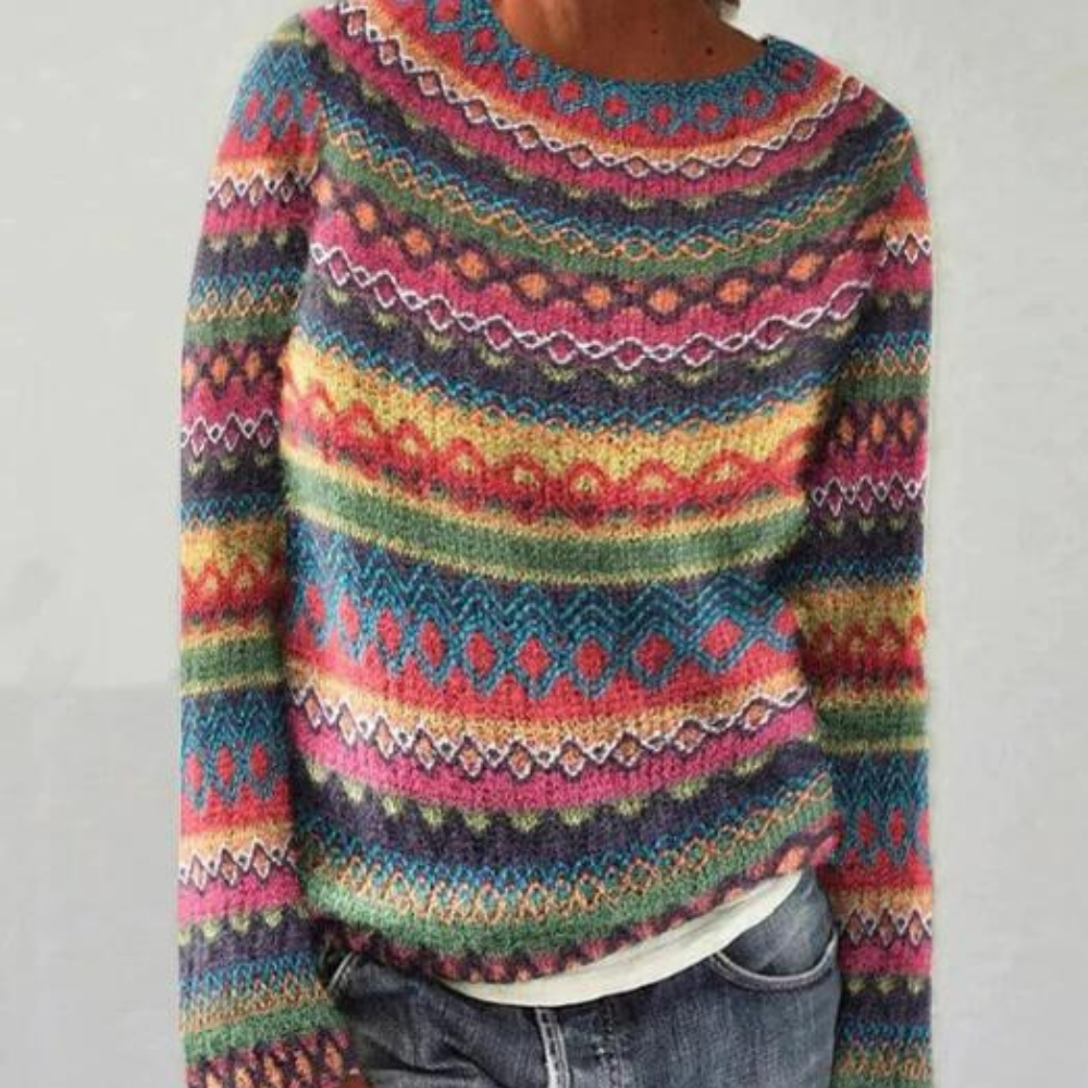 Jolie - Kolorowy sweter dla kobiet-Wielobarwny-XS-Trend Polska