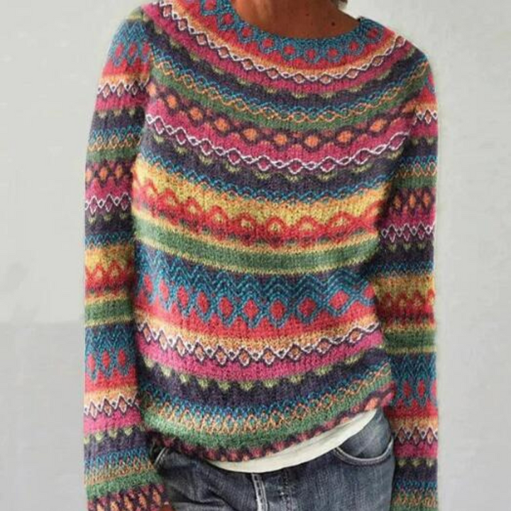 Jolie - Kolorowy sweter dla kobiet-Wielobarwny-XS-Trend Polska