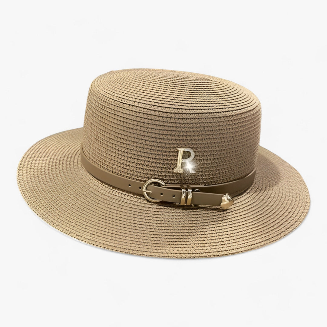 Kapelusz słomkowy damski z płaską koroną – Aurelle-Khaki-Trend Polska