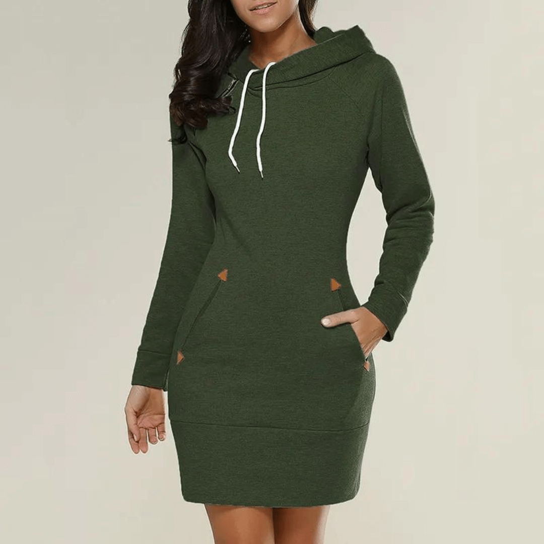 Kapuzen-Sweatkleid mit Taschen – Isabella-Czarny-S-Trend Polska