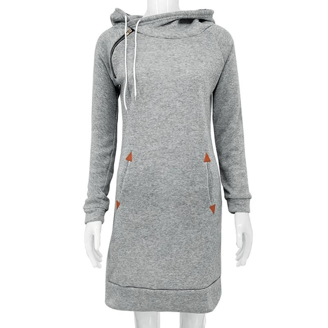 Kapuzen-Sweatkleid mit Taschen – Isabella-Czarny-S-Trend Polska