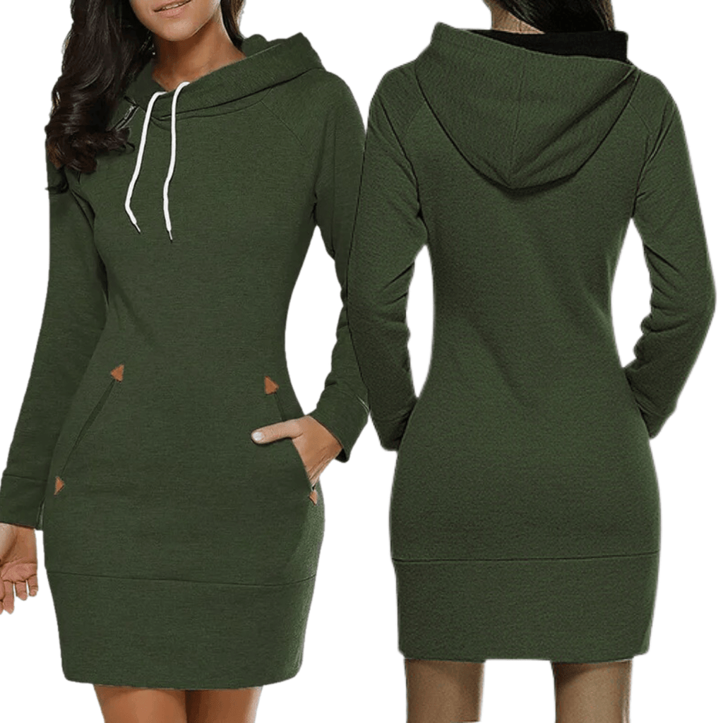 Kapuzen-Sweatkleid mit Taschen – Isabella-Czarny-S-Trend Polska