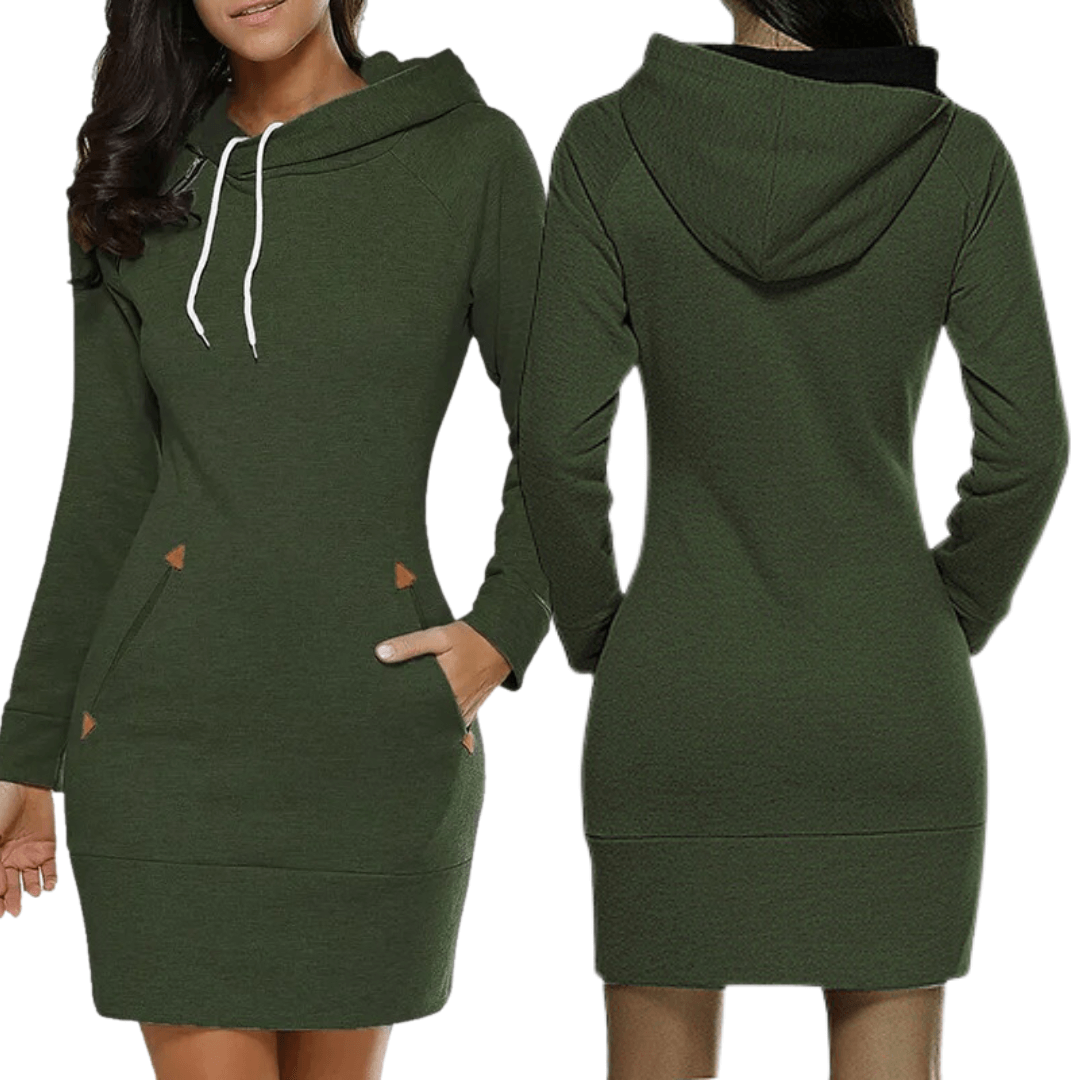 Kapuzen-Sweatkleid mit Taschen – Isabella-Czarny-S-Trend Polska