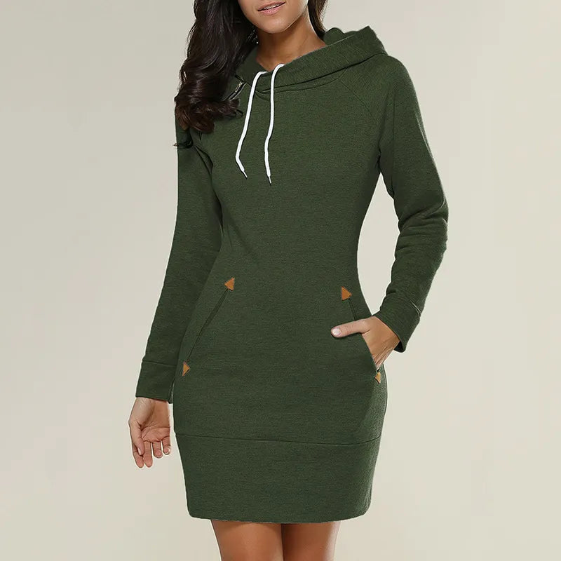 Kapuzen-Sweatkleid mit Taschen – Isabella-Zielony-S-Trend Polska