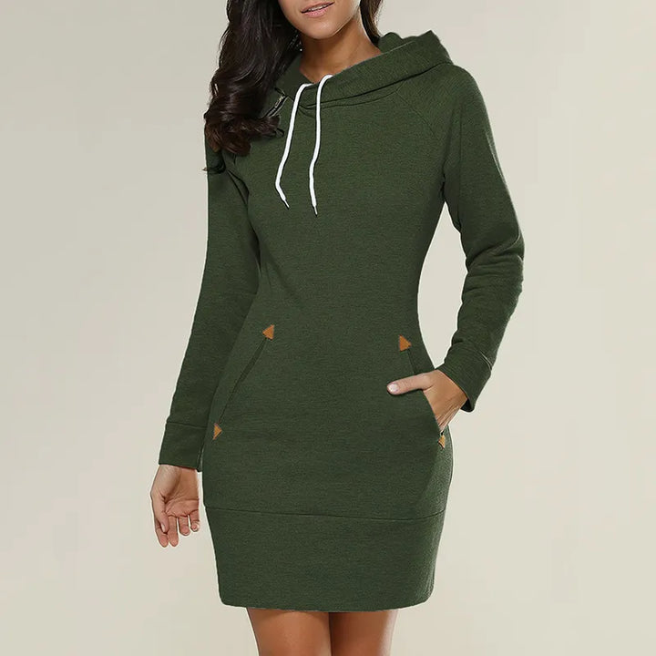 Kapuzen-Sweatkleid mit Taschen – Isabella-Zielony-S-Trend Polska