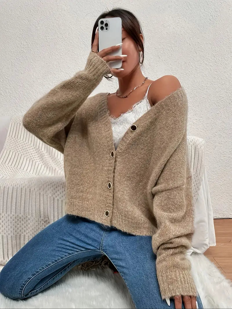Khaki Sweter Damski - Evelyn-S-Trend Polska