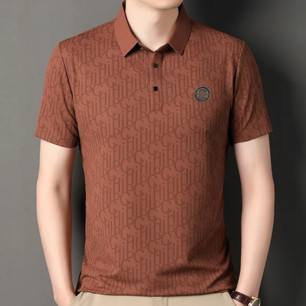 Klasyczna koszulka polo dla mężczyzn - Timo-Brązowy-S-Trend Polska