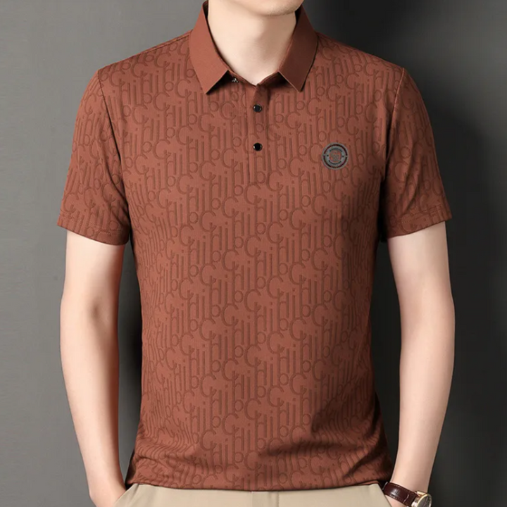 Klasyczna koszulka polo dla mężczyzn - Timo-Brązowy-S-Trend Polska