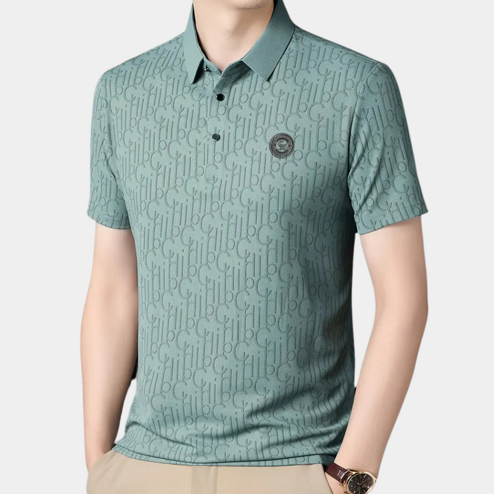Klasyczna koszulka polo dla mężczyzn - Timo-Beżowy-S-Trend Polska