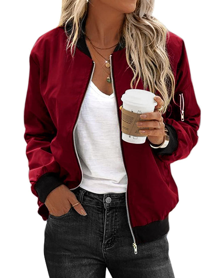 Klasyczna kurtka bomber - Felicity-Bordeaux czerwony-XS-Trend Polska