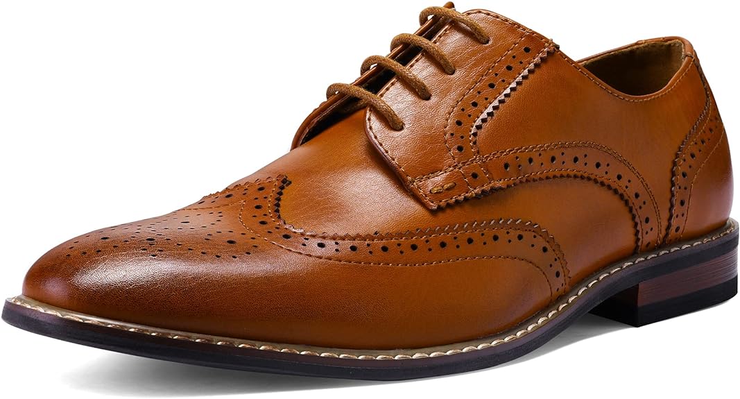 Klasyczne buty męskie Wingtip - Victor-Brązowy 2-40-Trend Polska