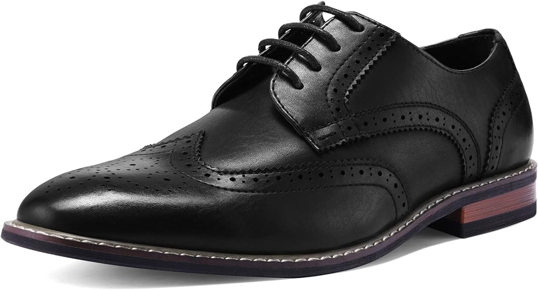 Klasyczne buty męskie Wingtip - Victor-Czarny 2-40-Trend Polska
