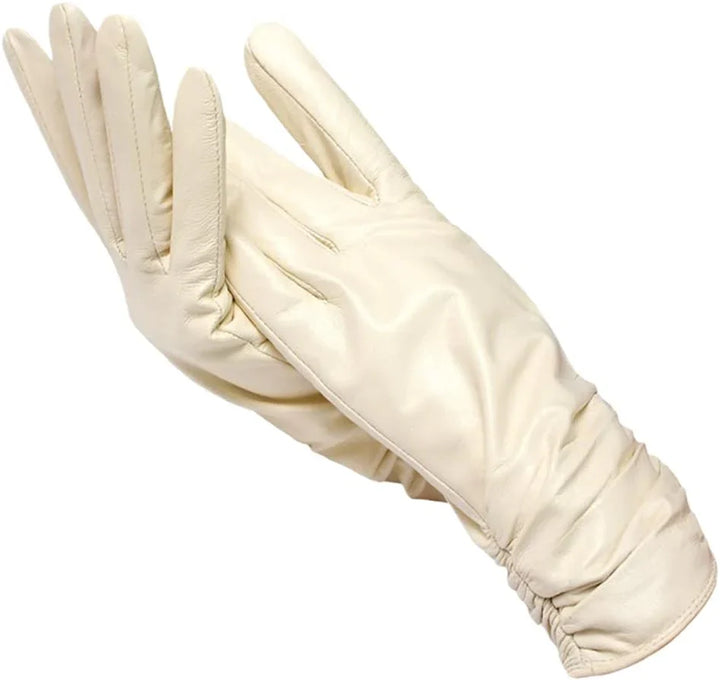 Klasyczne Skórzane Rękawiczki Damskie - LuxLeather-Beżowy-S-Trend Polska