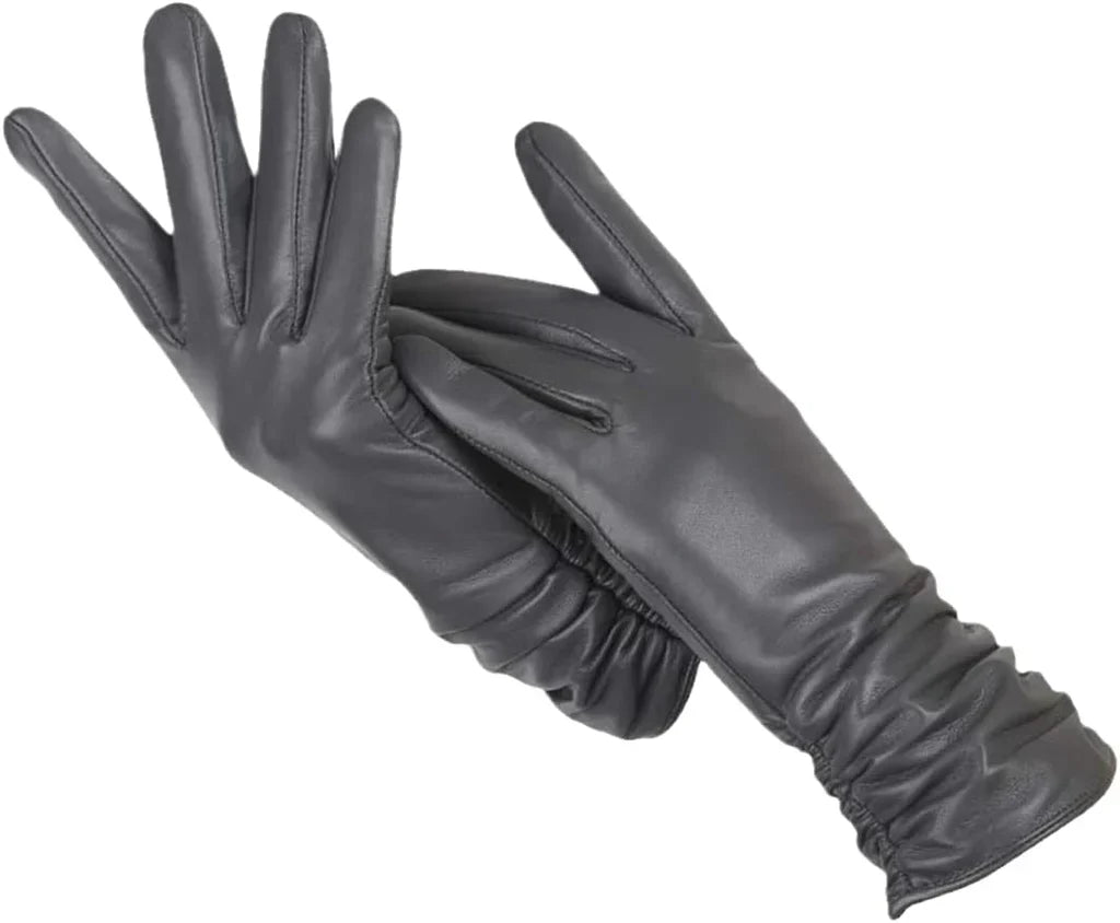 Klasyczne Skórzane Rękawiczki Damskie - LuxLeather-Ciemnoszary-S-Trend Polska