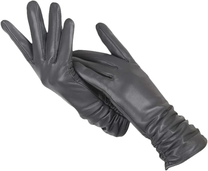 Klasyczne Skórzane Rękawiczki Damskie - LuxLeather-Ciemnoszary-S-Trend Polska