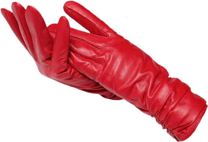 Klasyczne Skórzane Rękawiczki Damskie - LuxLeather-Czerwony-S-Trend Polska