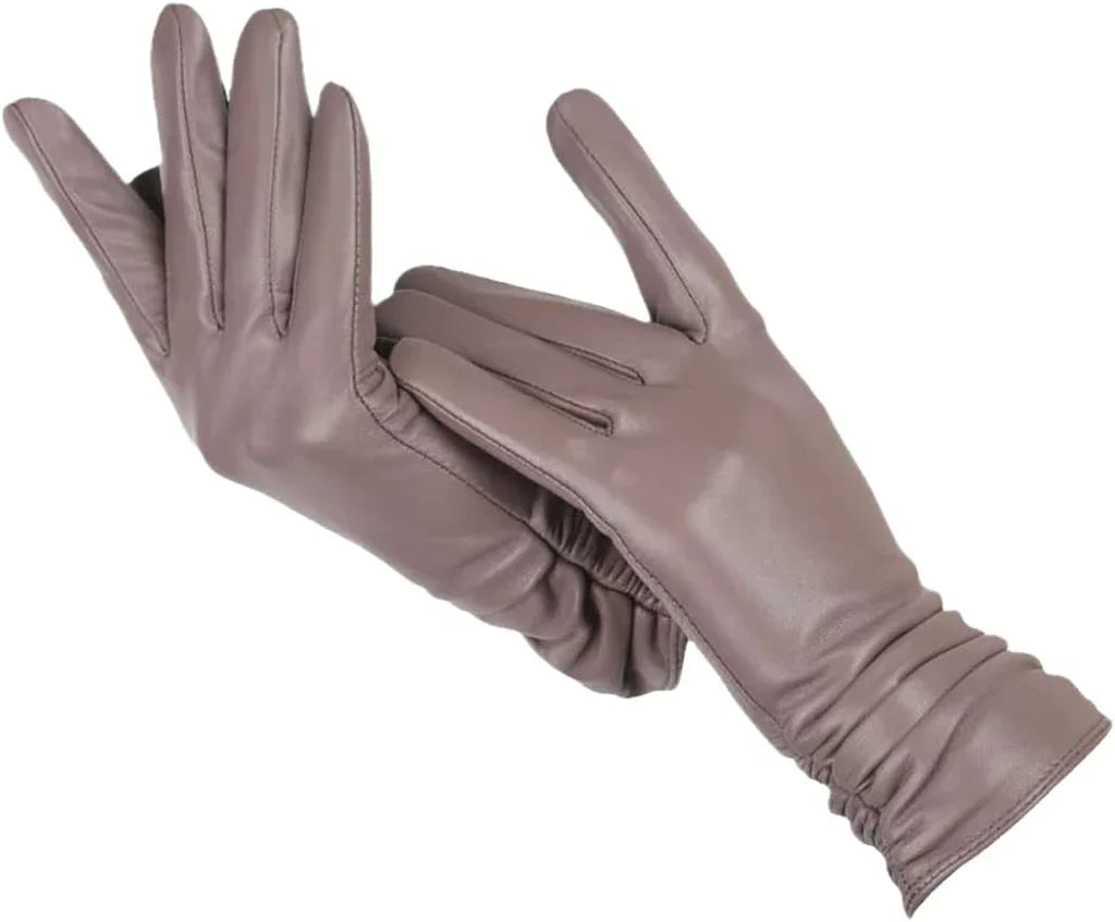 Klasyczne Skórzane Rękawiczki Damskie - LuxLeather-Jasny brązowy-S-Trend Polska