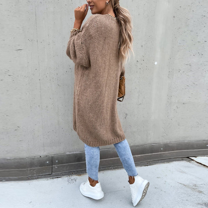 Klasyczny sweter damski - Camile-Beżowy-S-Trend Polska