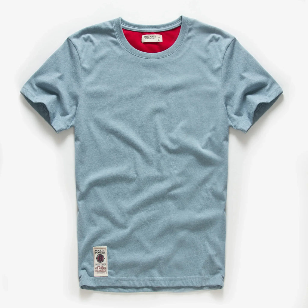 Klasyczny t-shirt bawełniany o ponadczasowym wyglądzie – Victor-Błękitny-XS-Trend Polska