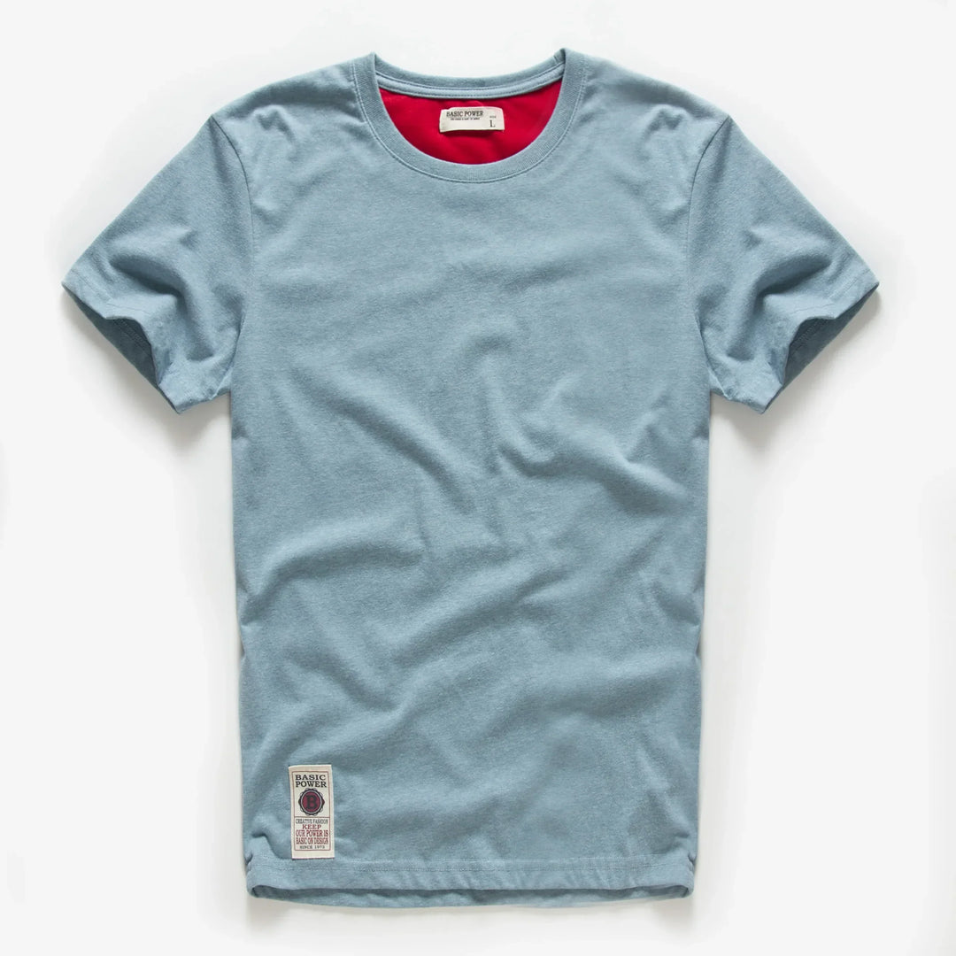 Klasyczny t-shirt bawełniany o ponadczasowym wyglądzie – Victor-Błękitny-XS-Trend Polska