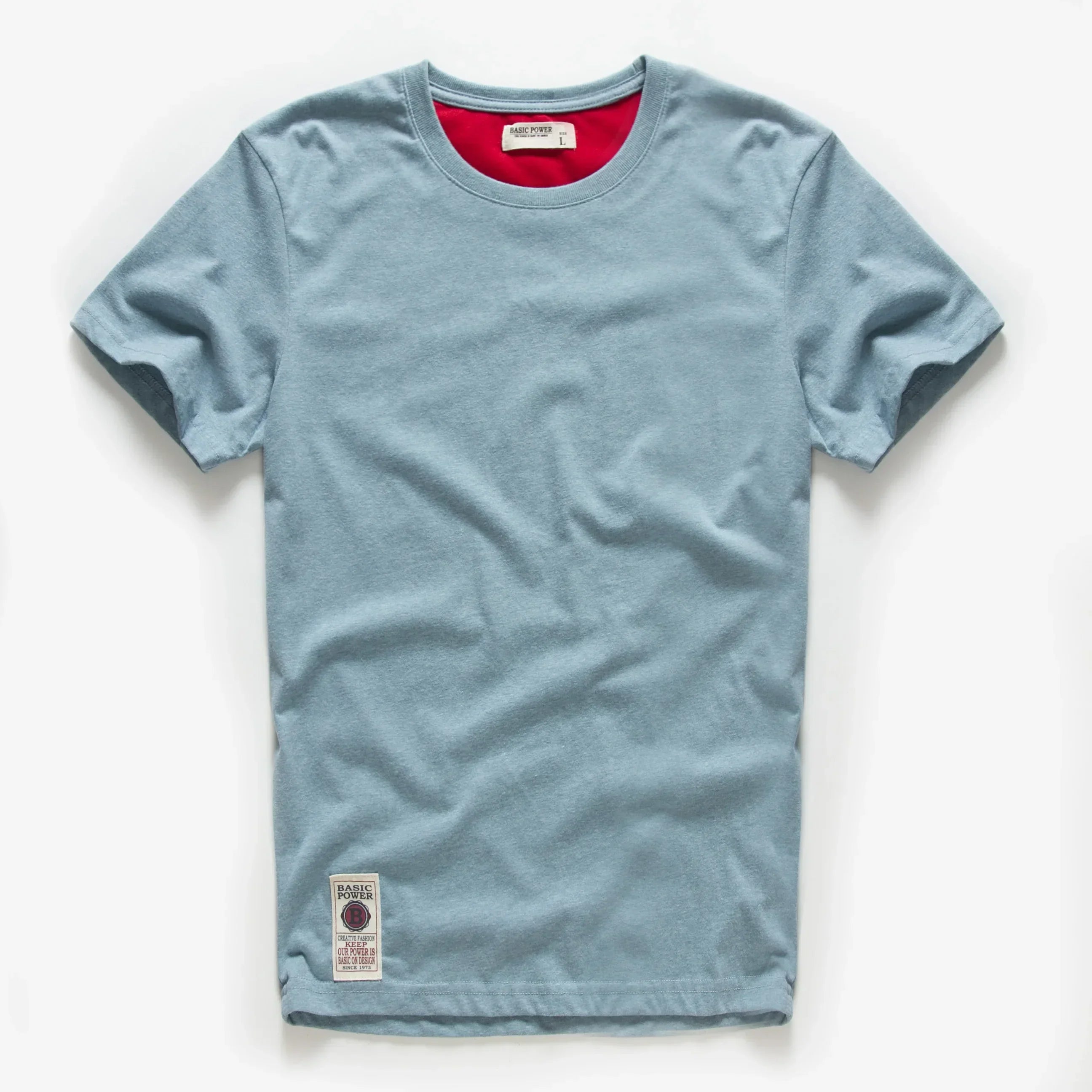 Klasyczny t-shirt bawełniany o ponadczasowym wyglądzie – Victor-Błękitny-XS-Trend Polska