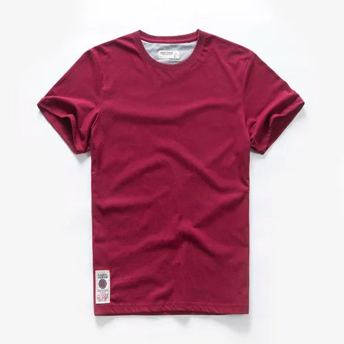 Klasyczny t-shirt bawełniany o ponadczasowym wyglądzie – Victor-Czerwony wino-XS-Trend Polska
