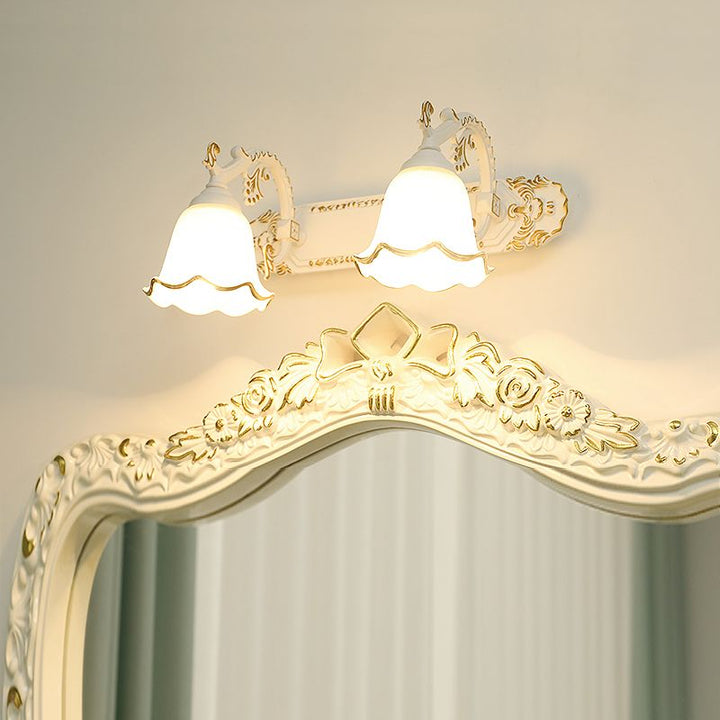 Klasztczna Lampa Ścienna w Stylu Vintage – Aurora-Biały-Srebrny-2 Płomienie-Trend Polska