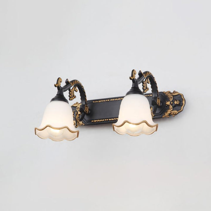 Klasztczna Lampa Ścienna w Stylu Vintage – Aurora-Czarny i złoty-2 Płomienie-Trend Polska