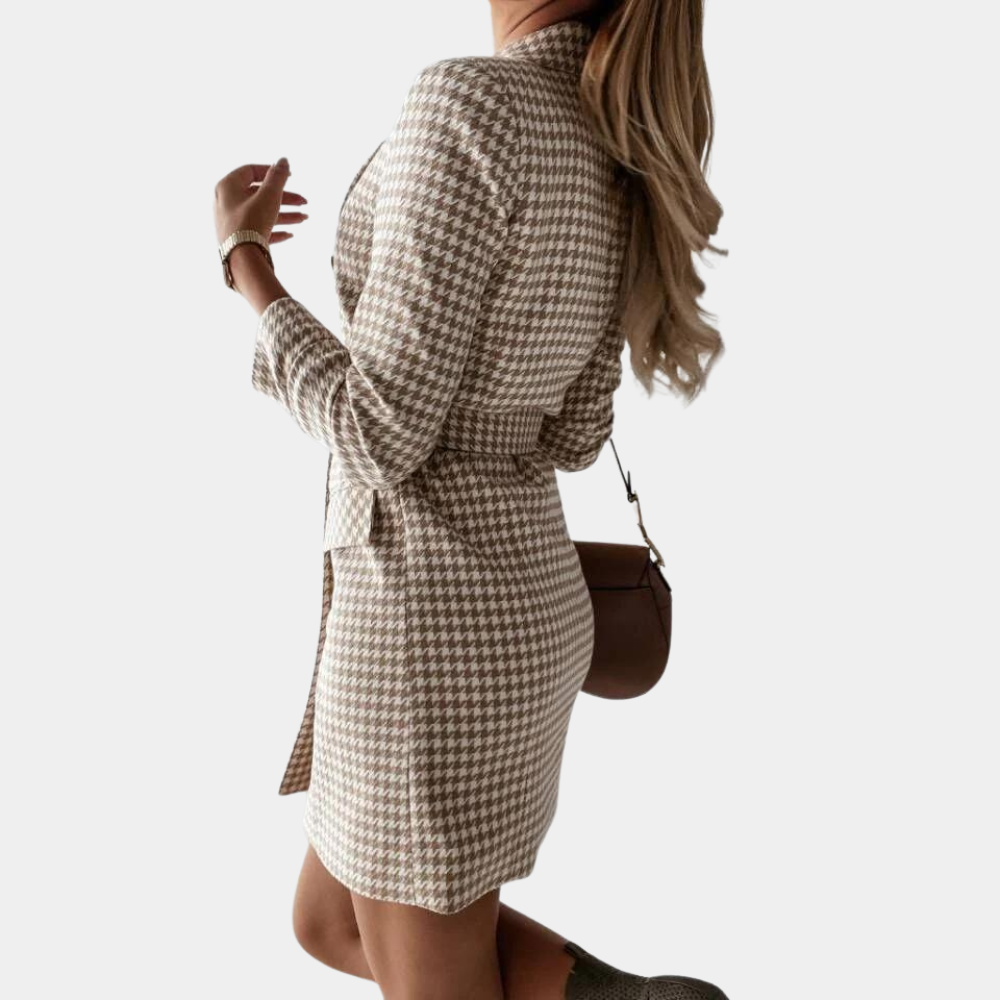 Klaszyczna Marynarka Sukienka na Profesjonalny Wygląd - Claire-Khaki-S-Trend Polska