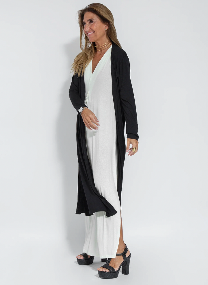 Kleid z dopasowaniem z kamizelką – Valentina-Biała sukienka + czarna kamizelka-S-Trend Polska