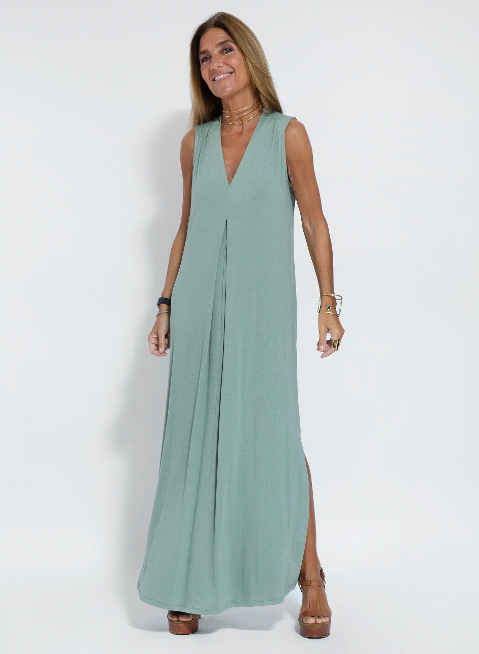 Kleid z dopasowaniem z kamizelką – Valentina-Turkusowa sukienka + czarna kamizelka-S-Trend Polska