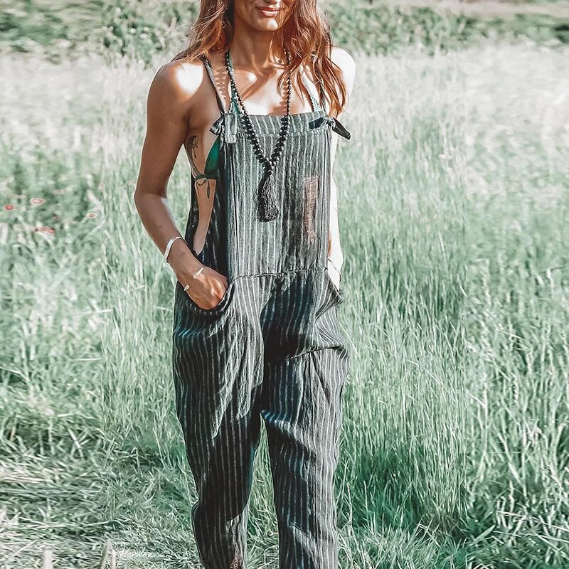 Kobieta Letni Jumpsuit z Regulowanymi Ramiączkami i Wąskimi Nogawkami – Mireya-Ciemnozielony-S-Trend Polska