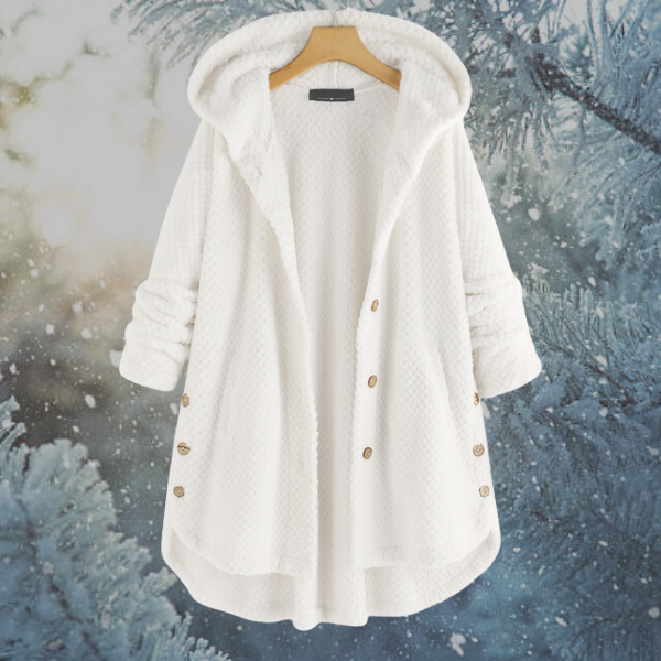 Kobieta Zimowa Fleece Kurtka z Kapturem - Nova-Biały-S-Trend Polska
