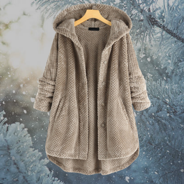 Kobieta Zimowa Fleece Kurtka z Kapturem - Nova-Khaki-S-Trend Polska