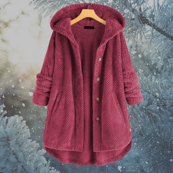 Kobieta Zimowa Fleece Kurtka z Kapturem - Nova-Różowy-S-Trend Polska