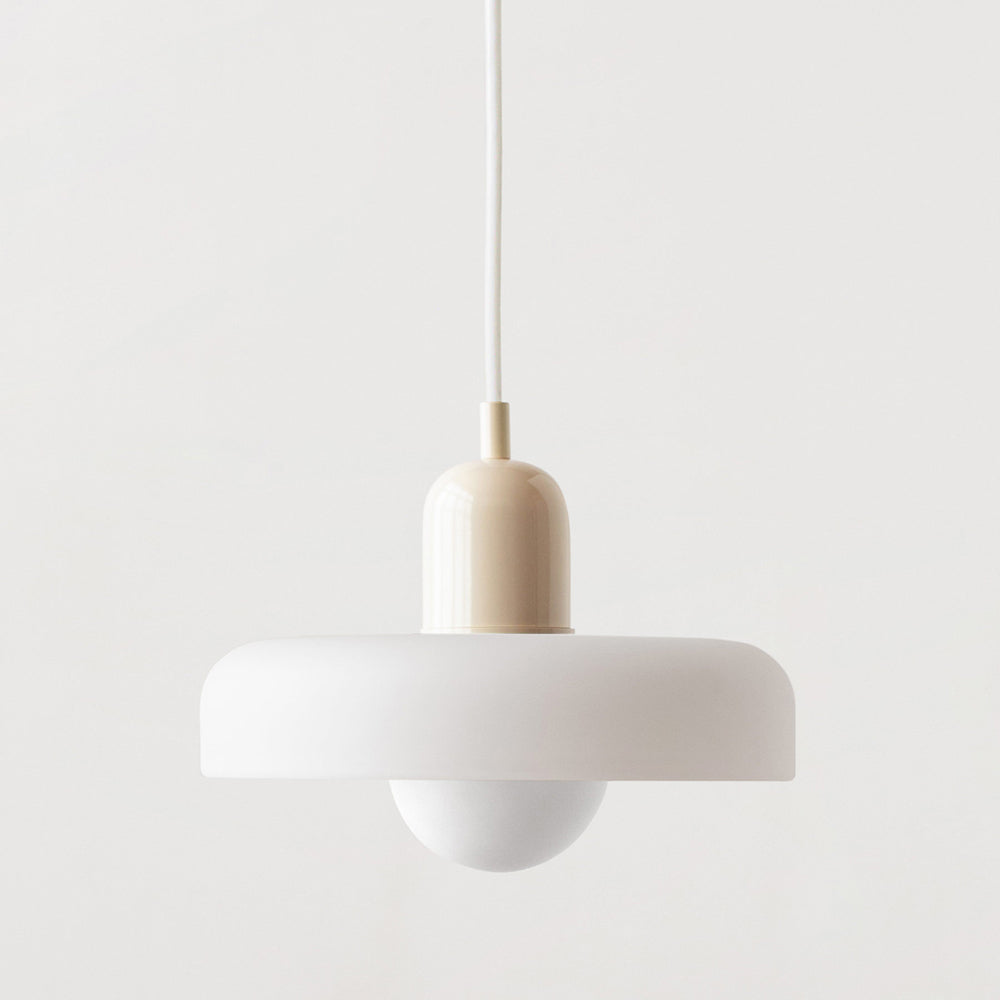 Kolorowa Lampa Wisząca w stylu Bauhaus - StiloGlas-25 x 18 cm-Biały-Beżowy-Trend Polska