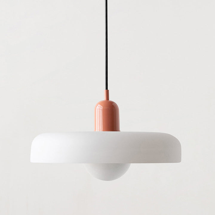 Kolorowa Lampa Wisząca w stylu Bauhaus - StiloGlas-25 x 18 cm-Biały-Różowy-Trend Polska