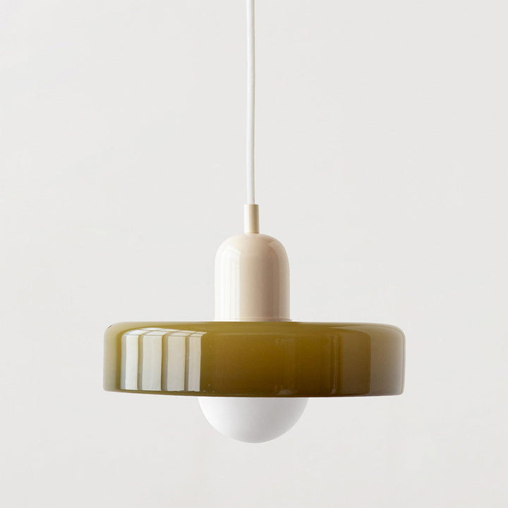 Kolorowa Lampa Wisząca w stylu Bauhaus - StiloGlas-25 x 18 cm-Zielony-Beżowy-Trend Polska