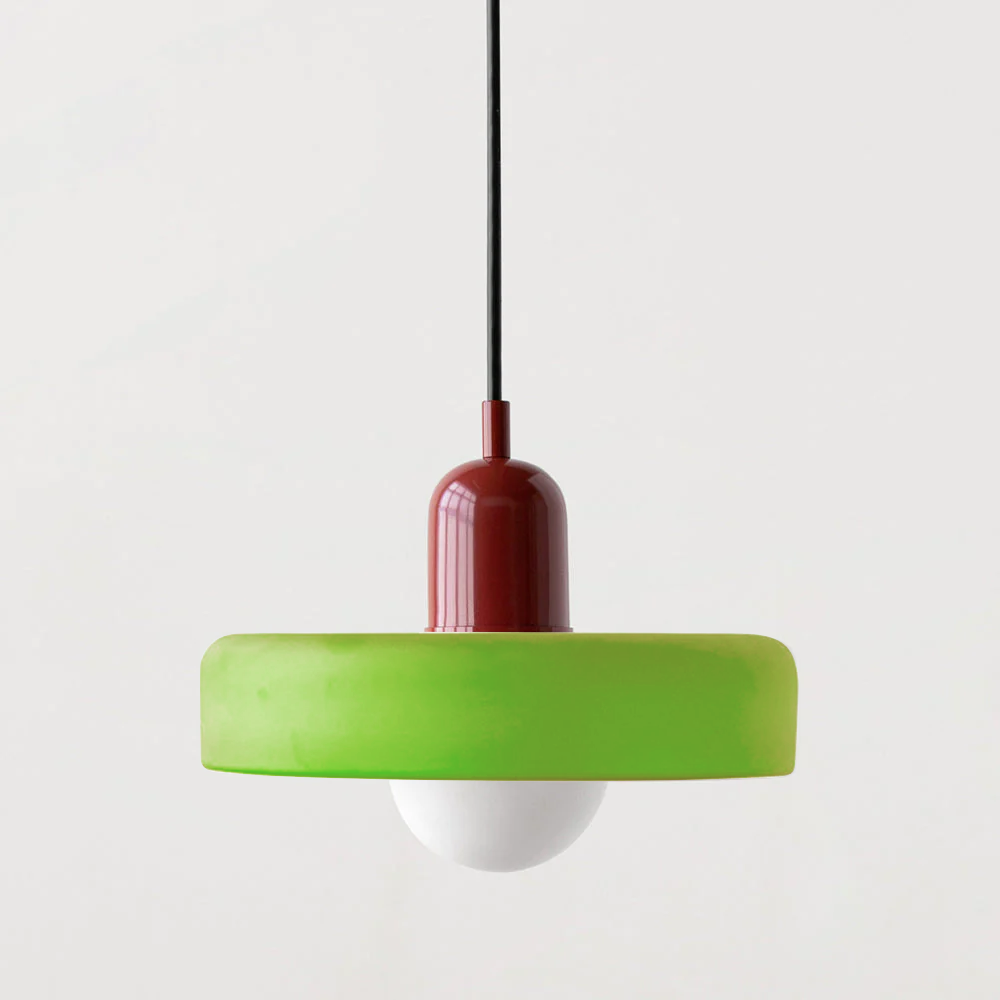 Kolorowa Lampa Wisząca w stylu Bauhaus - StiloGlas-25 x 18 cm-Zimna zieleń-Czerwony-Trend Polska