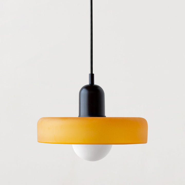 Kolorowa Lampa Wisząca w stylu Bauhaus - StiloGlas-25 x 18 cm-Żółty-Czarny-Trend Polska