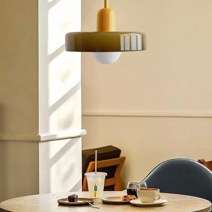 Kolorowa Lampa Wisząca w stylu Bauhaus - StiloGlas-25 x 18 cm-Zielony-Czerwony-Trend Polska